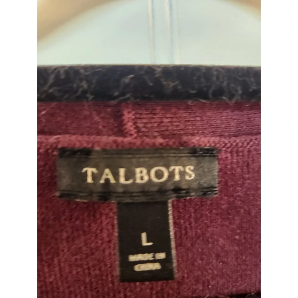 Talbots Women's Burgundy Open Knit‎ Long Cardigan Sweater Size L Preppy Career